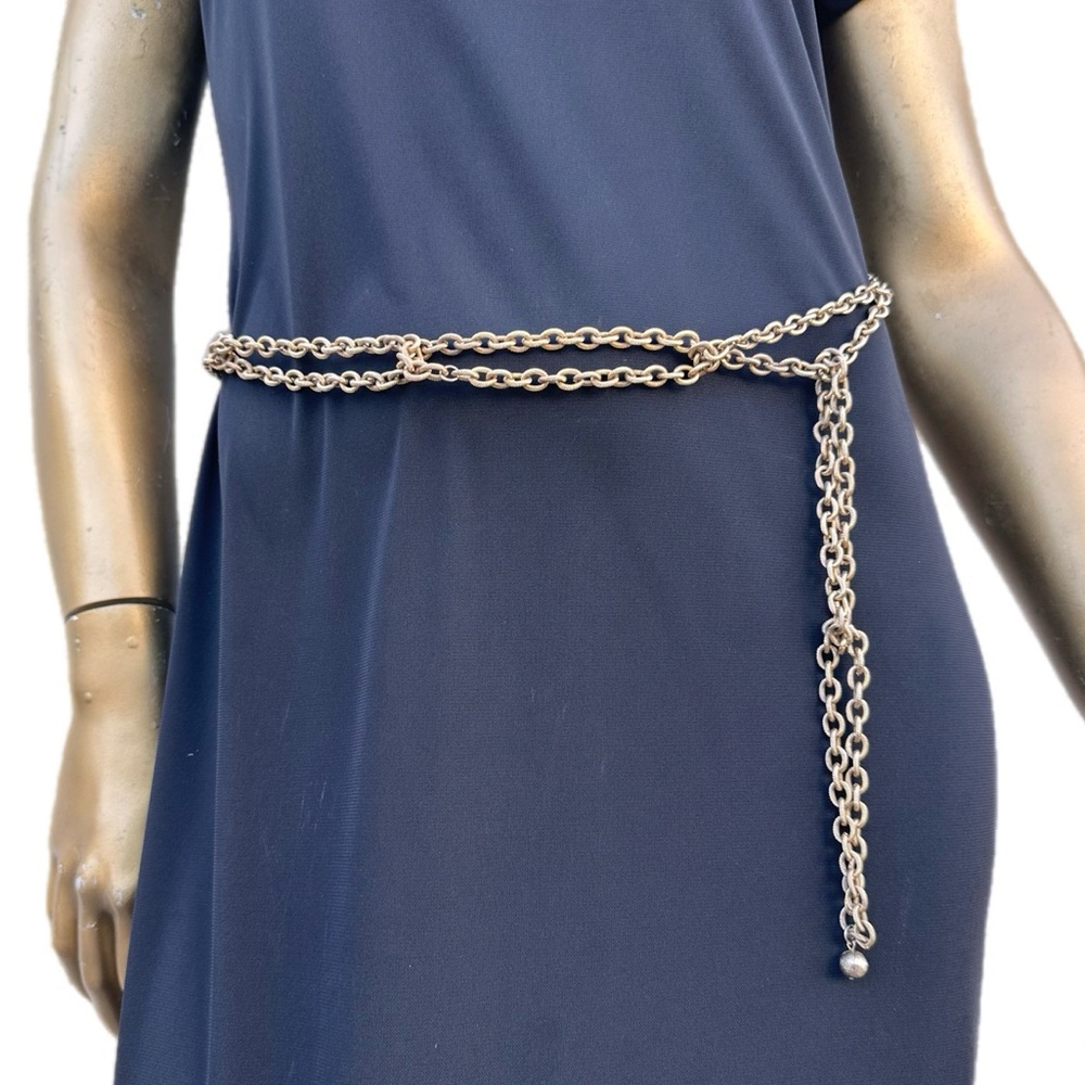 Y2K Vintage Chain Link gold-tone metal adjustable length chain Belt